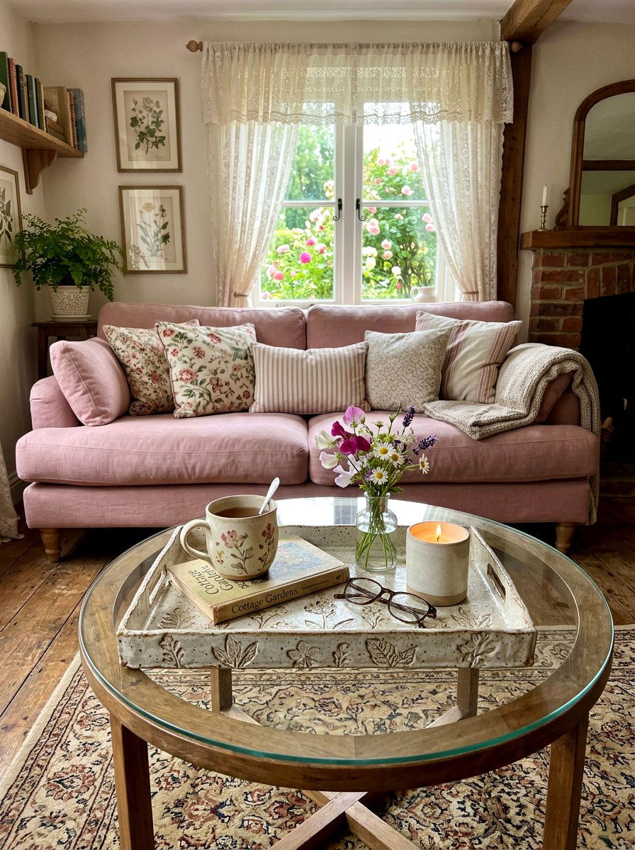 Textured ceramic tray - 30 glass coffee table styling ideas