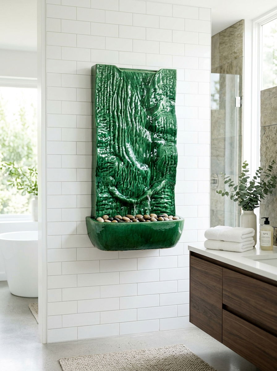 Textured ceramic wall fountain - 30 wall fountain ideas