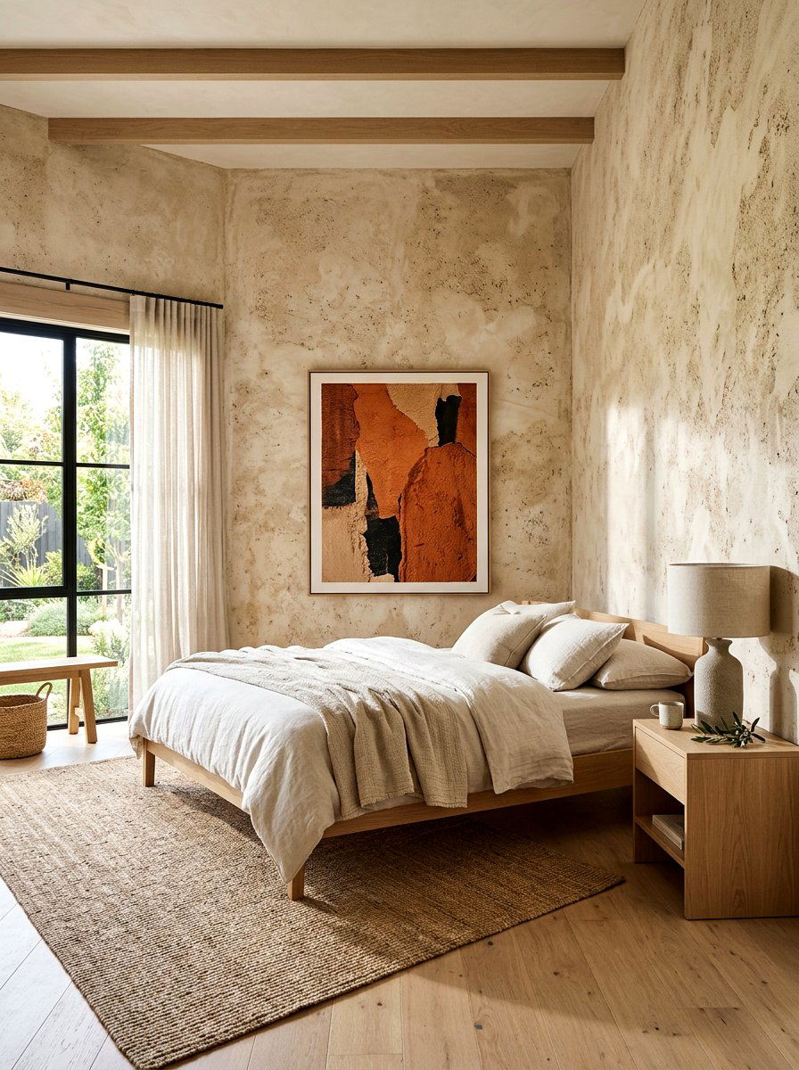 Textured clay wall bedroom - 30 clay color bedroom ideas