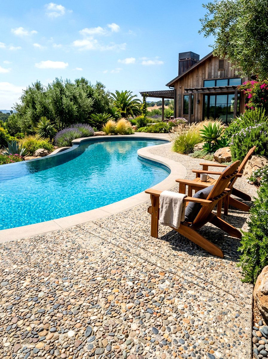 Textured concrete surface - 30 small poolside patio ideas
