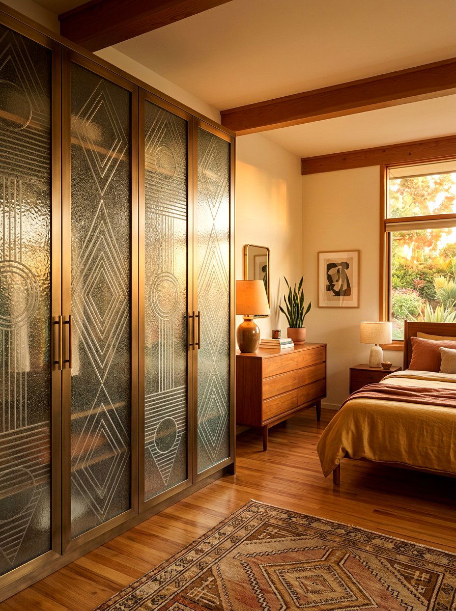 Textured glass wardrobe - 30 glass front closet ideas