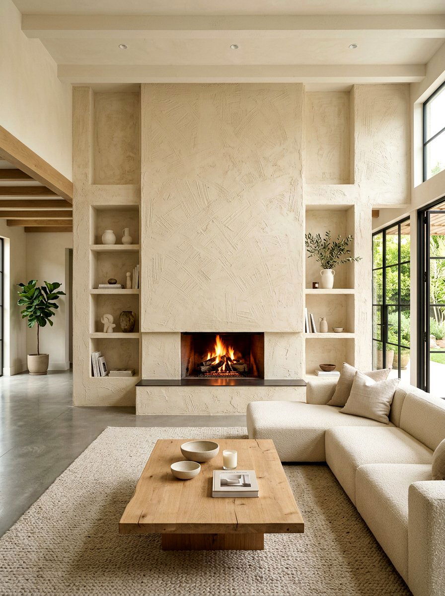 Textured limewash fireplace wall - 30 limewash fireplace ideas