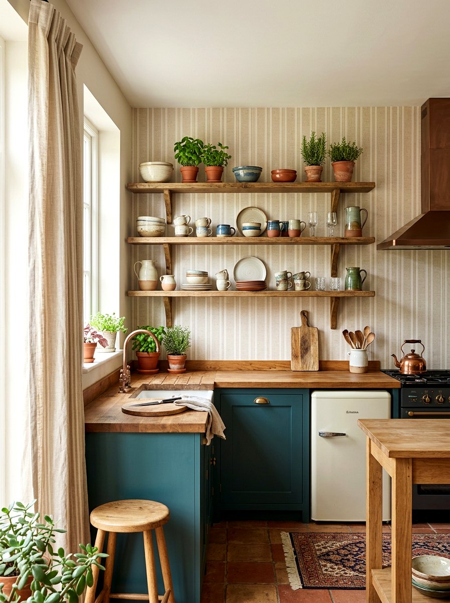 Textured linen striped kitchen - 30 striped kitchen wallpaper ideas