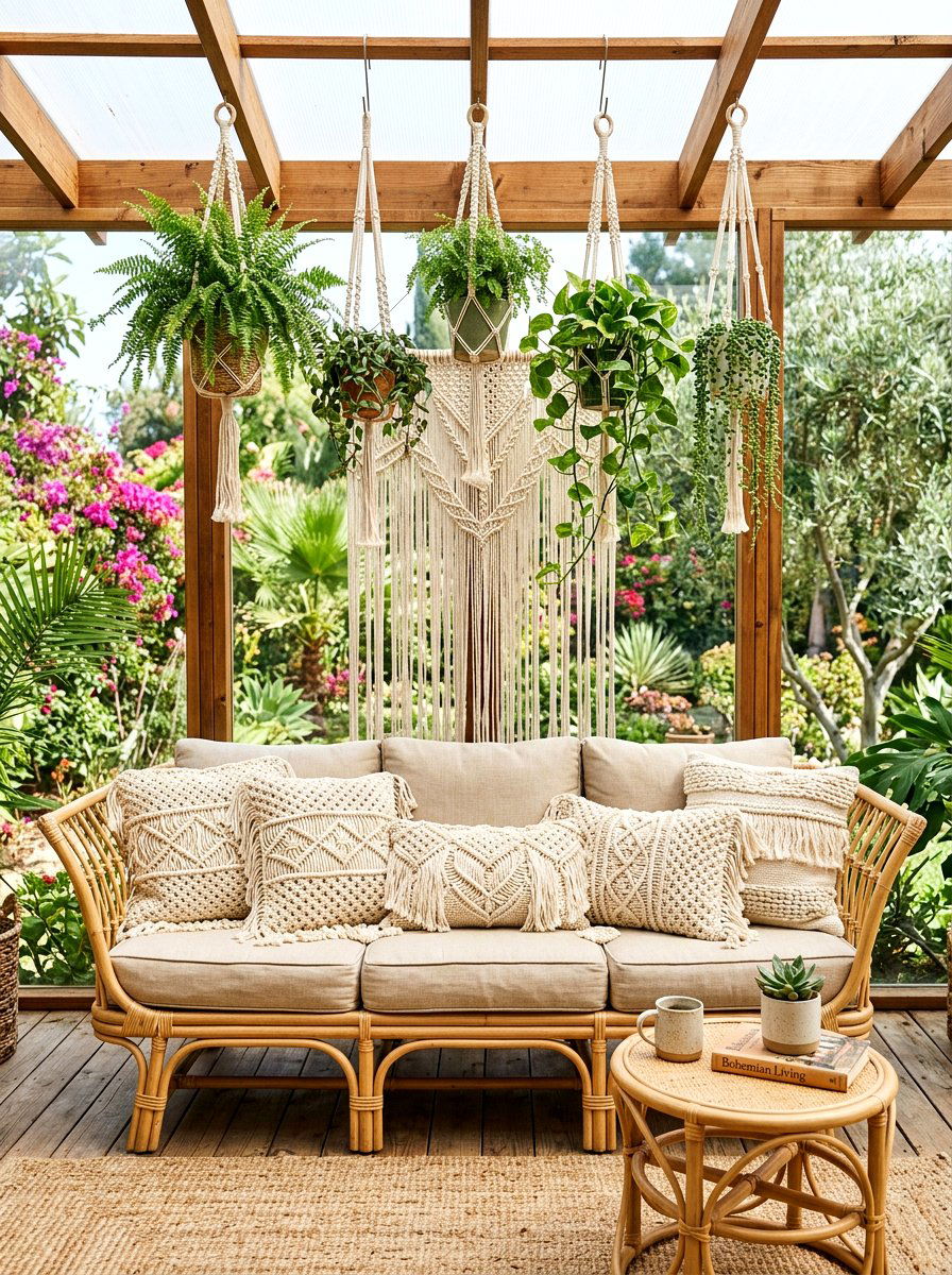 Textured macrame outdoor pillow - 30 outdoor throw pillow ideas