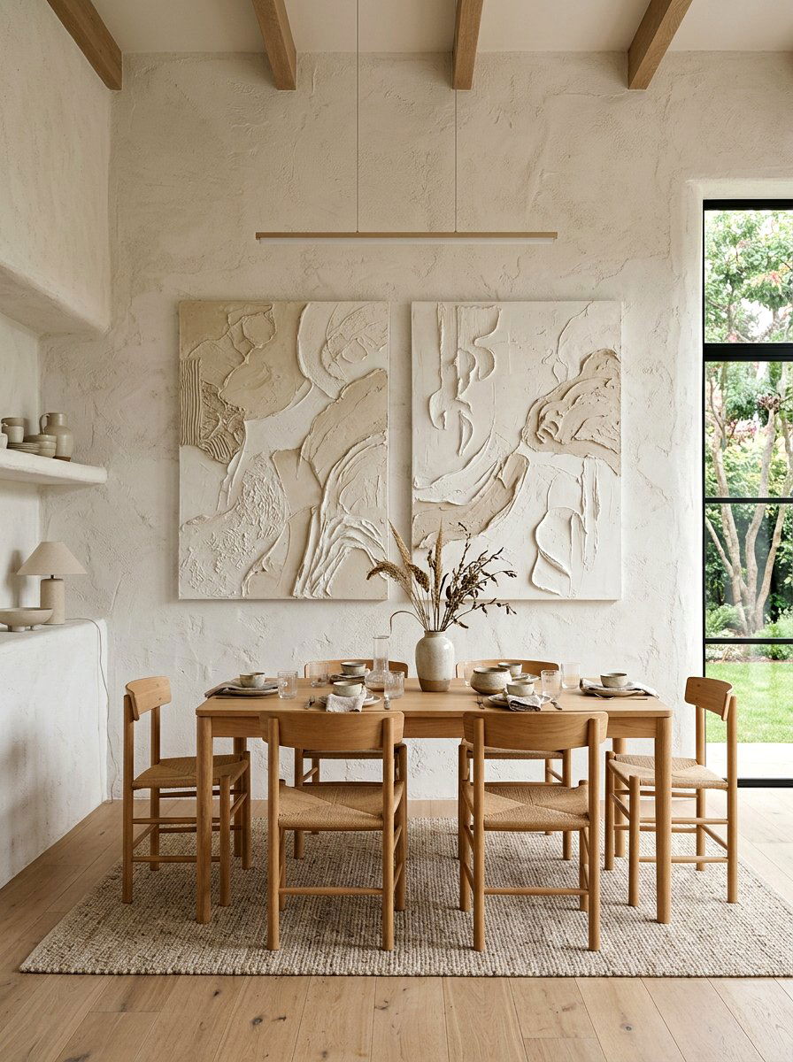 Textured plaster dining room - 30 art filled dining room ideas