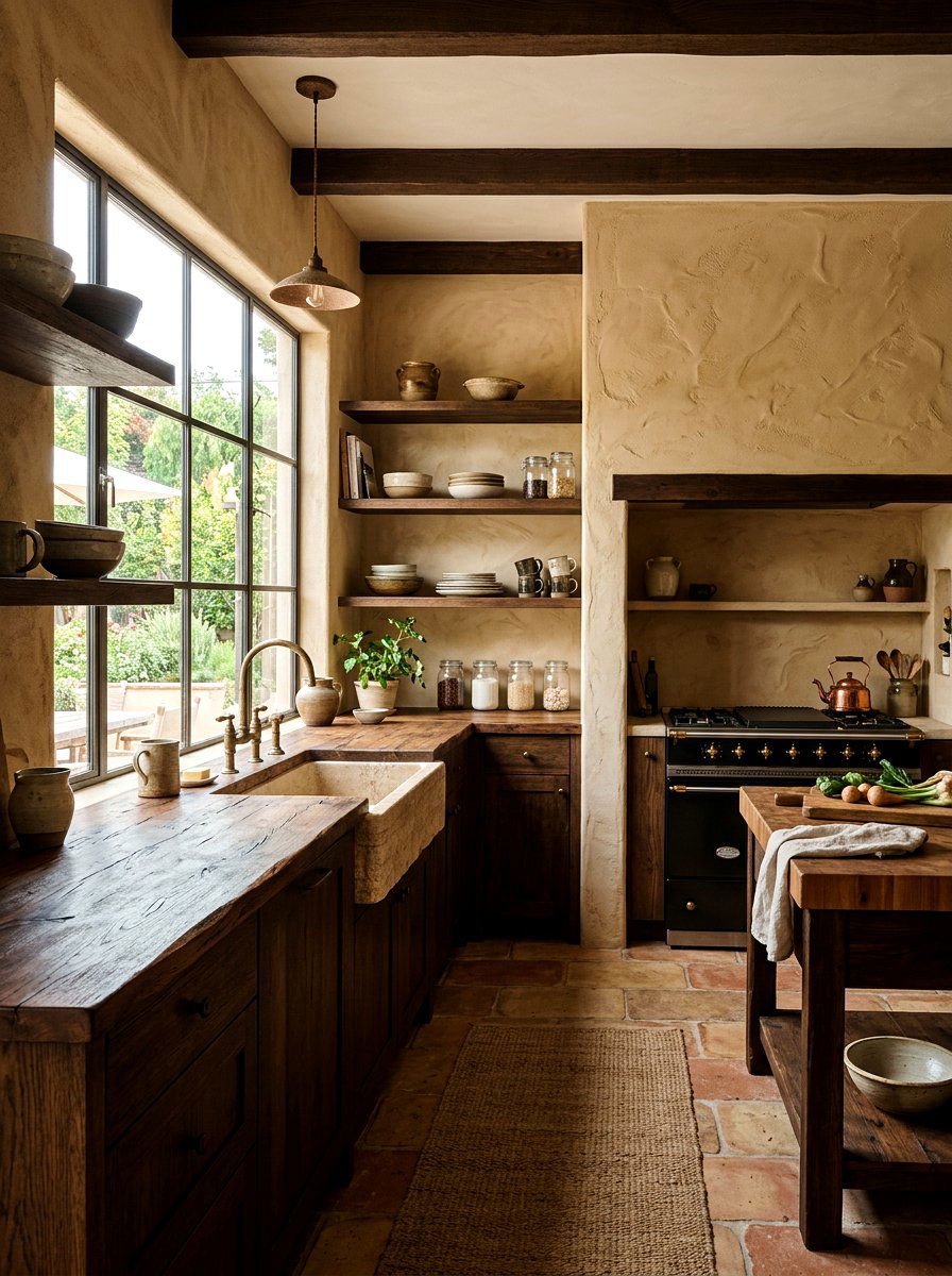 Textured plaster kitchen finish - 30 wabi sabi kitchen ideas