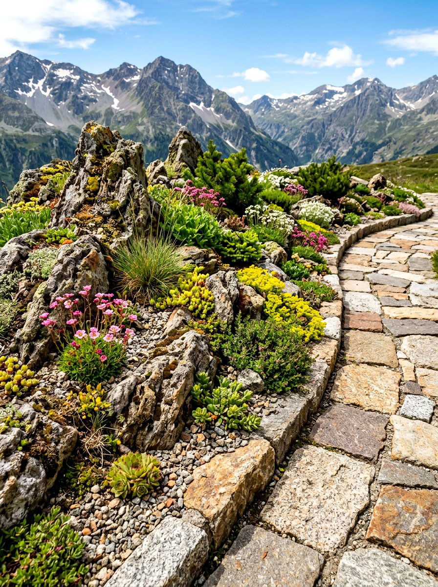 Textured rock garden border - 30 paver garden border ideas