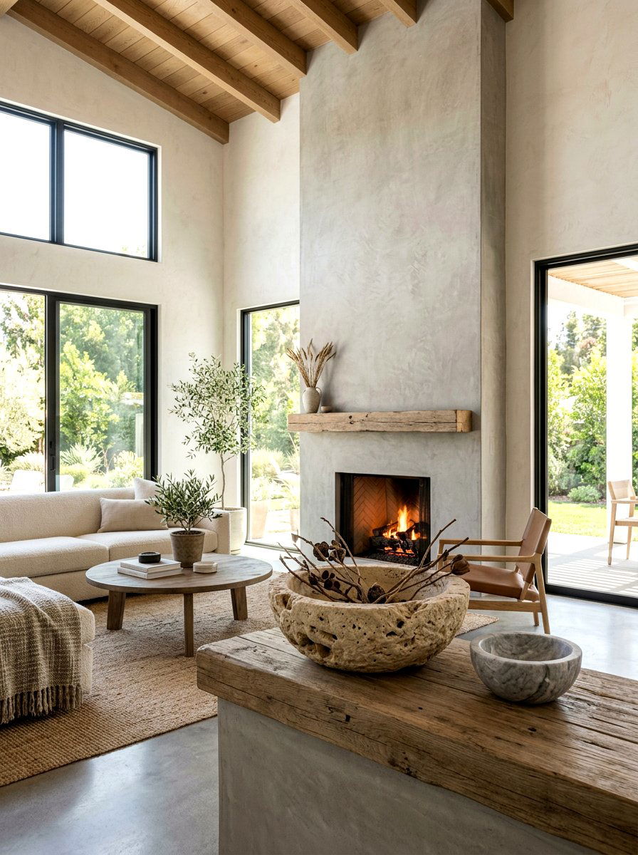 Textured stone bowl - 30 mantel shelfie ideas