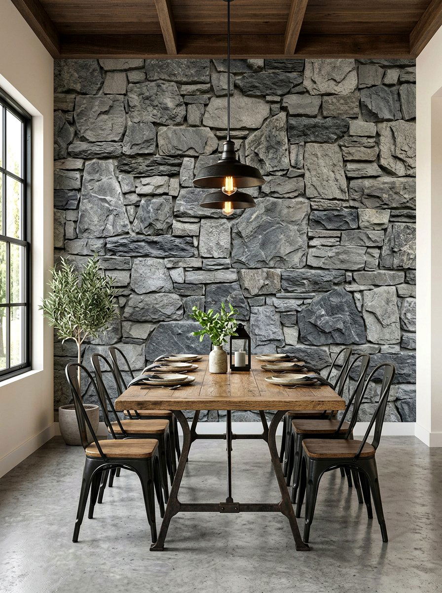 Textured stone wall mural - 30 mural wall ideas