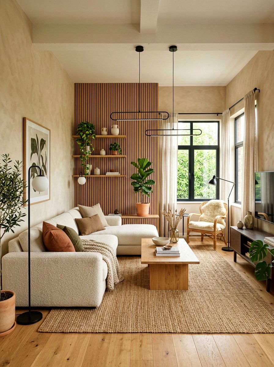 Textured wall living room - 30 organic modern living room ideas