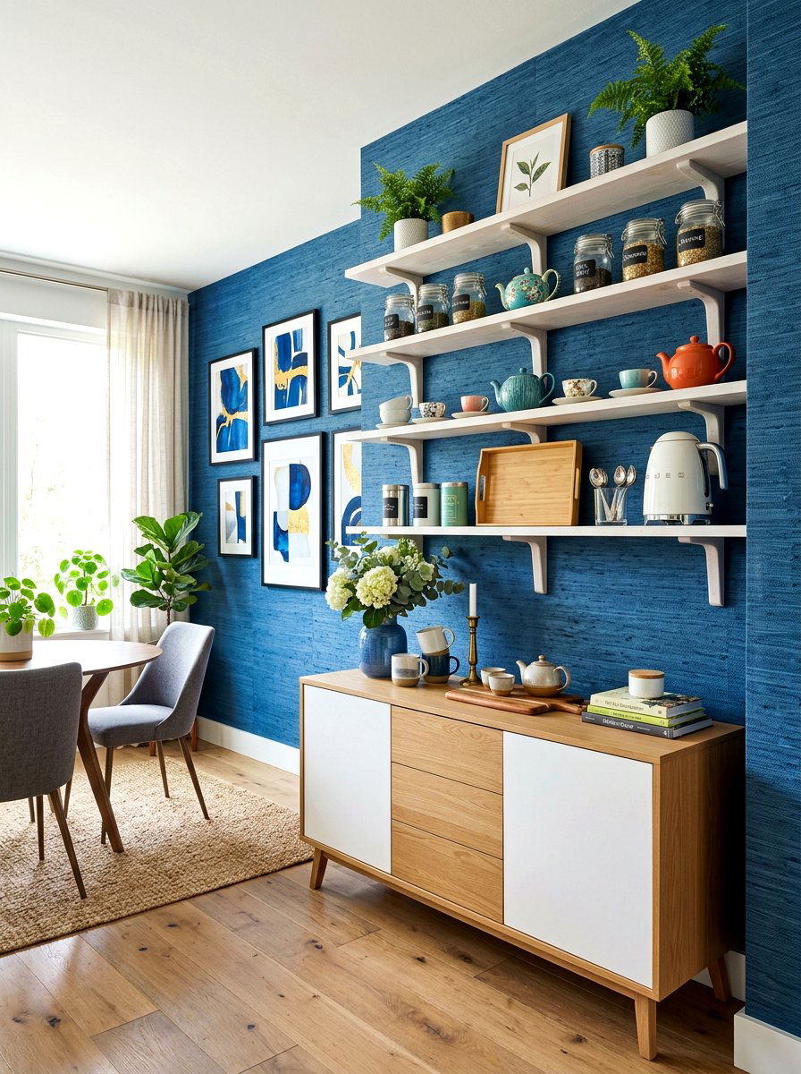 Textured wallpaper backdrop bar - 30 matcha station ideas