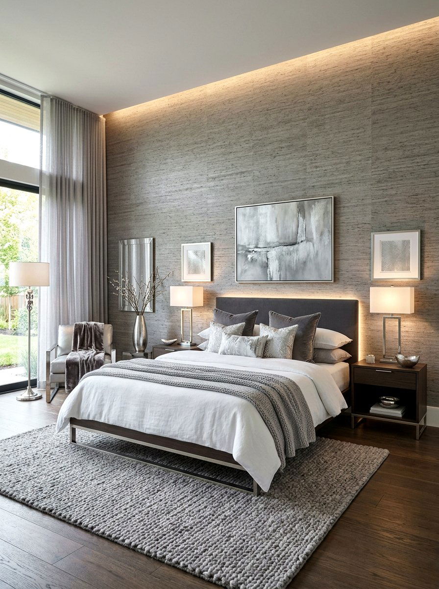 Textured wallpaper master bedroom - 30 luxury Pinterest bedroom ideas