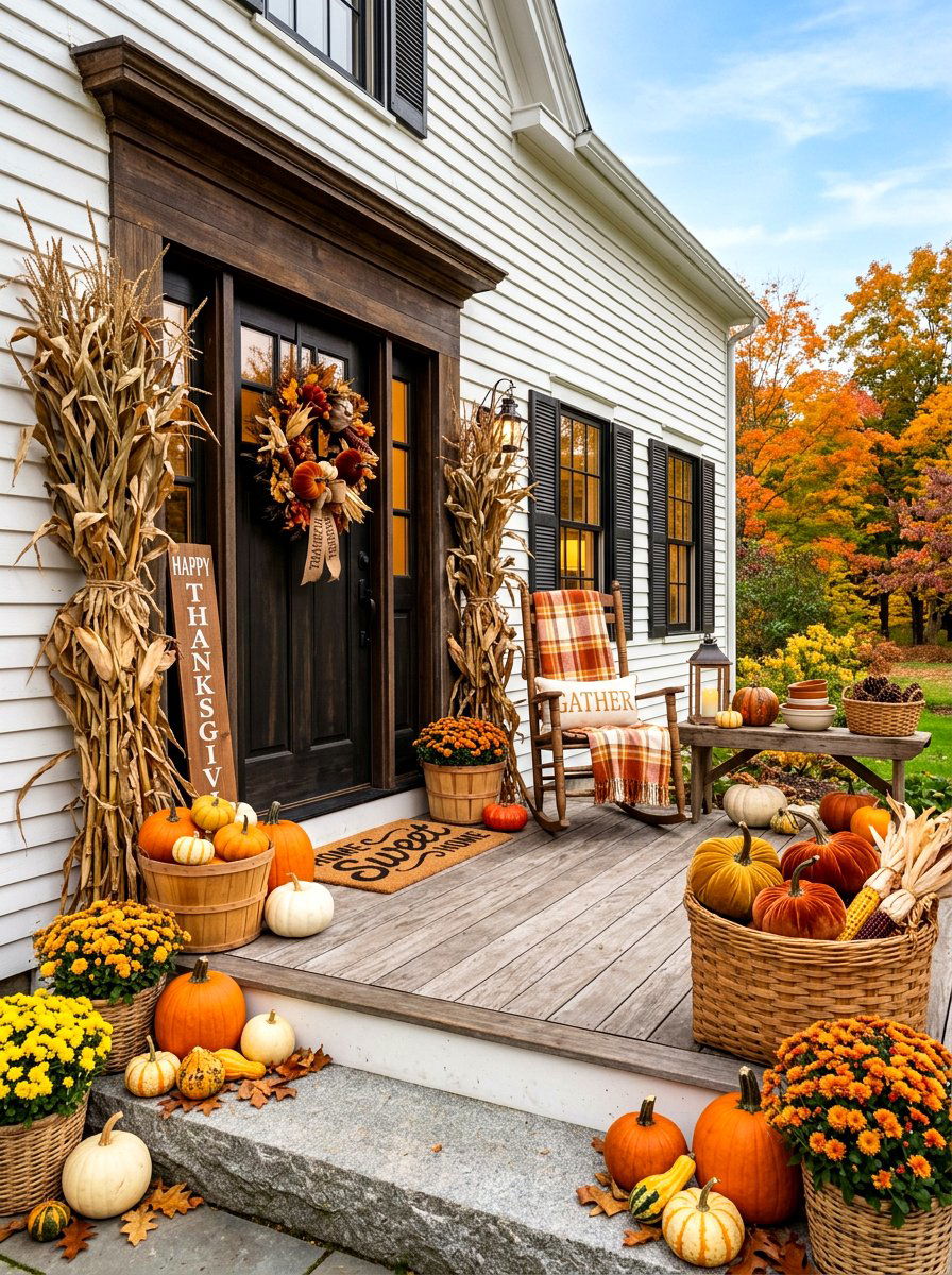 Thanksgiving Front Porch - 30 holiday porch decor ideas