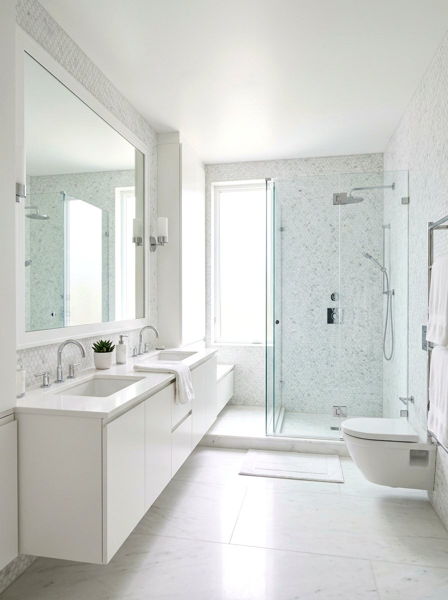 Thassos White Marble - 30 mosaic marble bathroom ideas