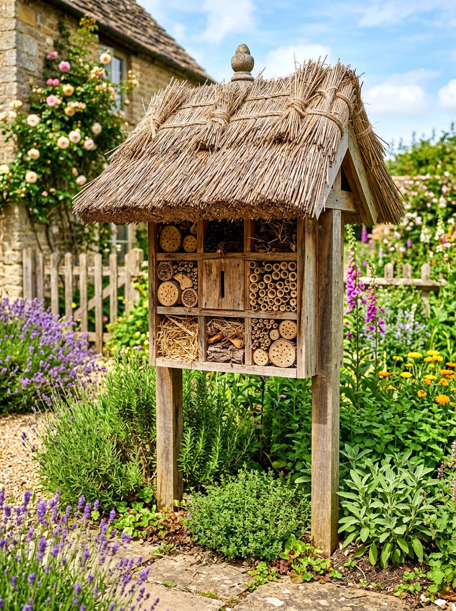 Thatch Roof Bug House - 30 insect hotel ideas