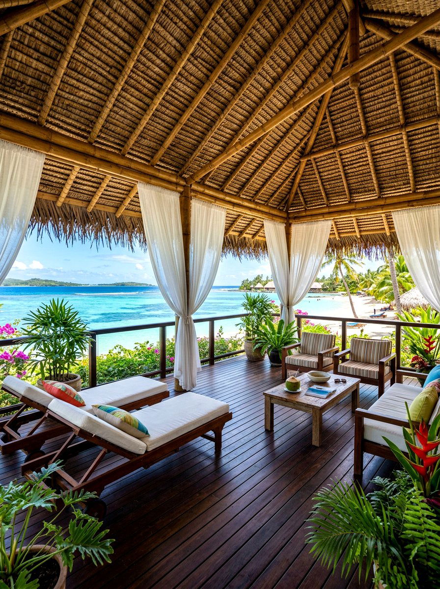 Thatch Roof Tropical Deck - 30 covered deck ideas