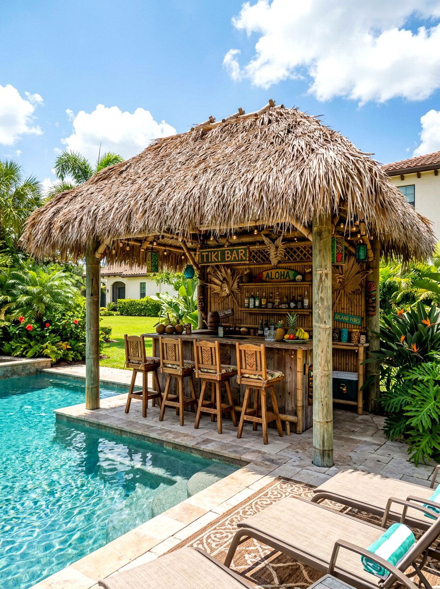 Thatch roof tiki hut - 30 patio canopy ideas