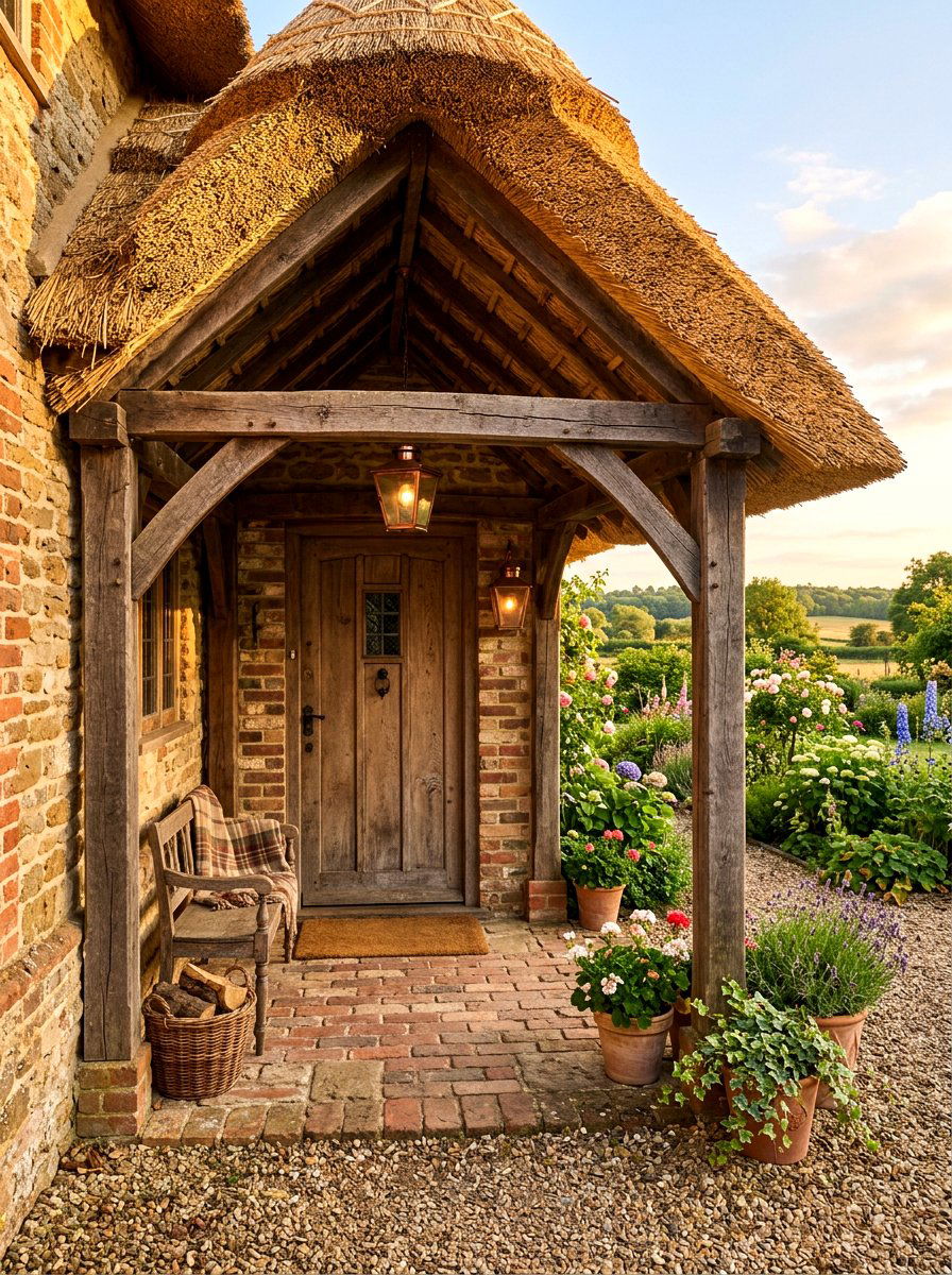Thatched Roof Front Porch - 30 English cottage front porch ideas
