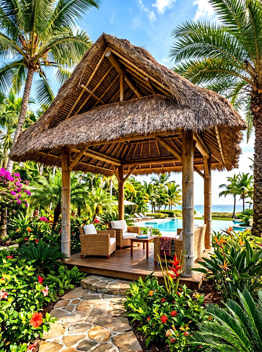 Thatched Roof Gazebo - 30 rustic gazebo ideas