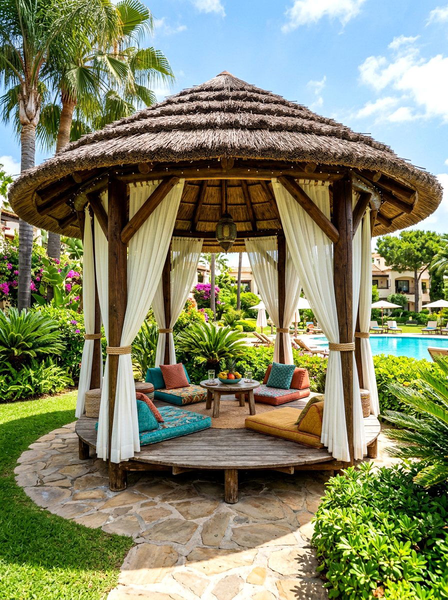 Thatched Roof Gazebo - 30 tropical patio ideas