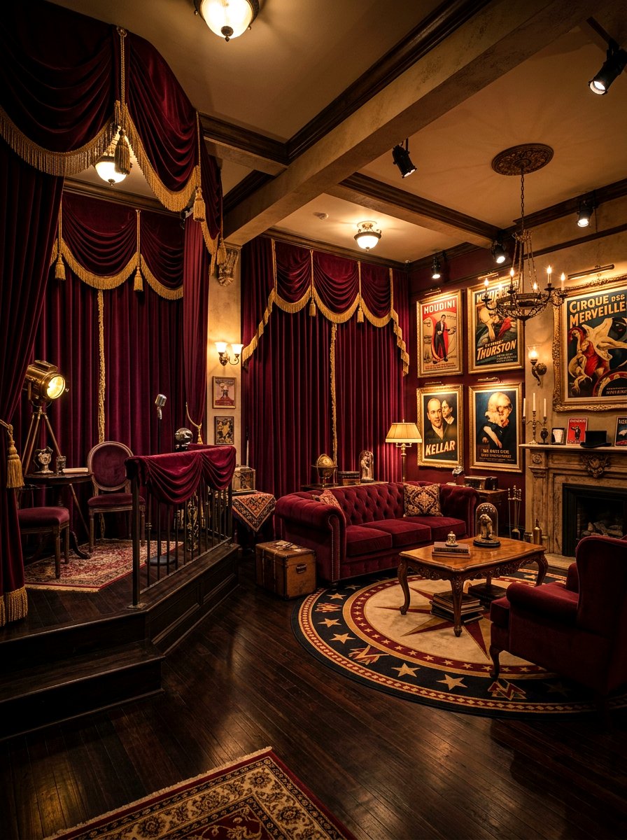 Theatrical Circus Living Room - 30 circus inspired living room ideas