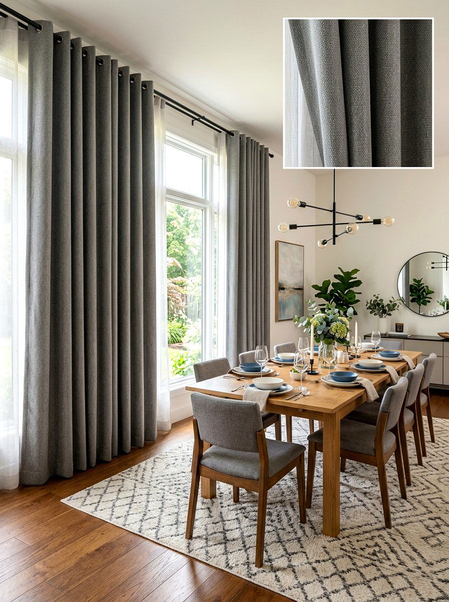 Thermal Insulated Dining Room Drapes - 30 dining room draped curtains ideas