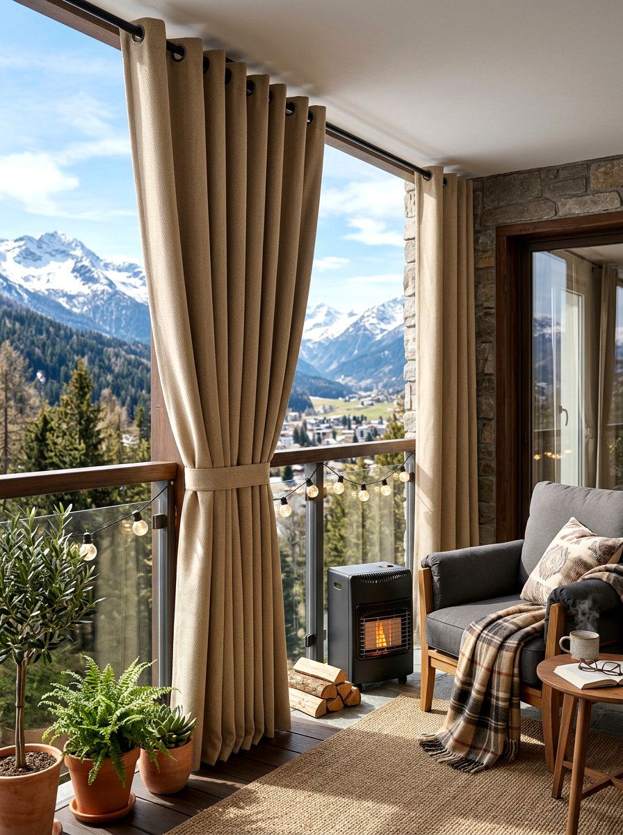 Thermal Insulated Outdoor Curtains - 30 balcony privacy curtain ideas aesthetic