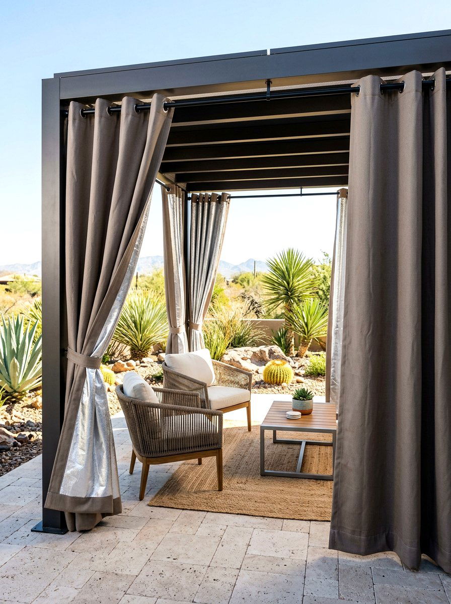 Thermal insulated curtains - 30 pergola curtain ideas