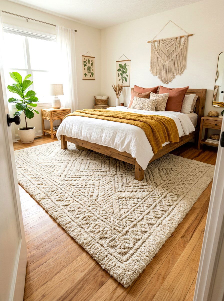 Thick Area Rug - 30 acoustic bedroom ideas