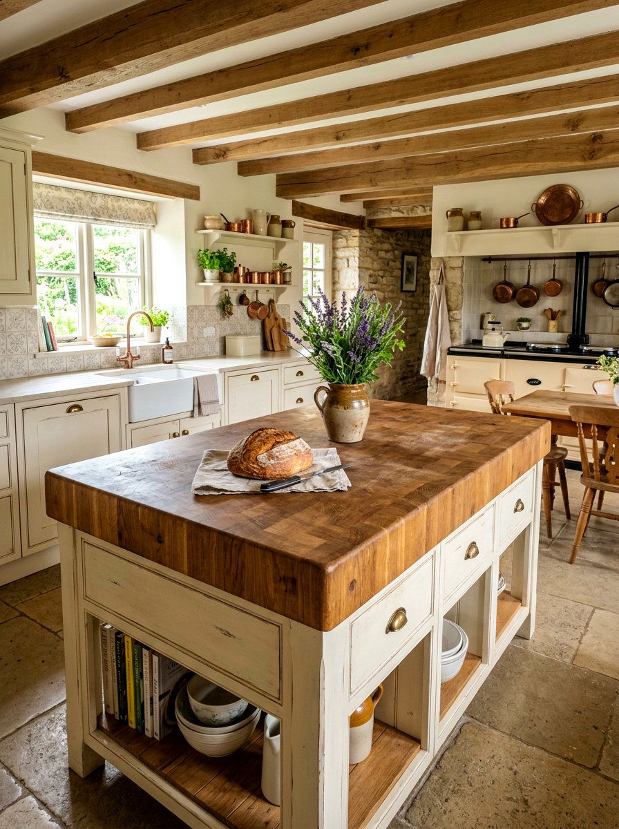 Thick Butcher Block Island - 30 Paris cafe kitchen ideas