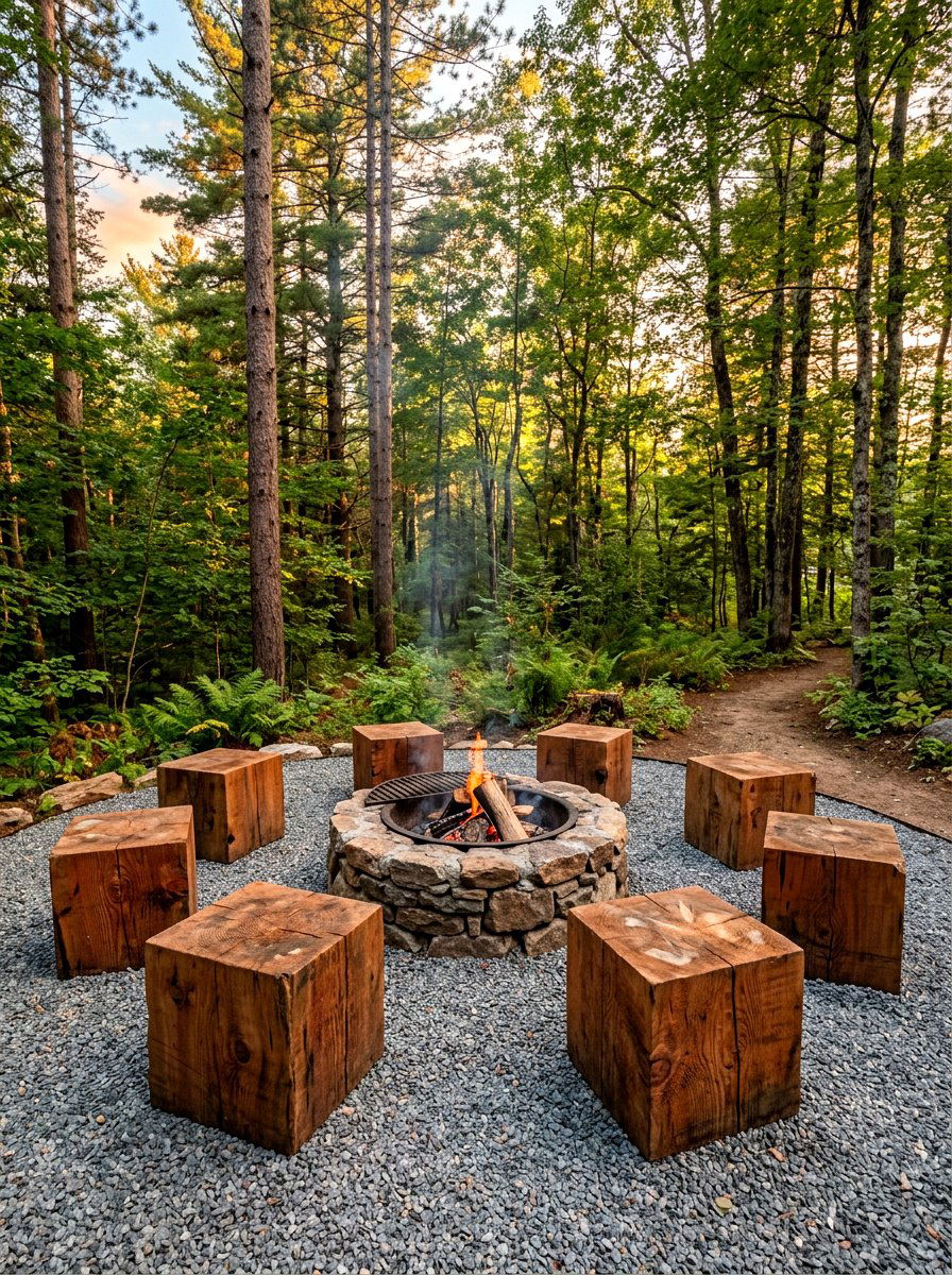 Thick Wood Block Seating - 30 rustic outdoor furniture ideas