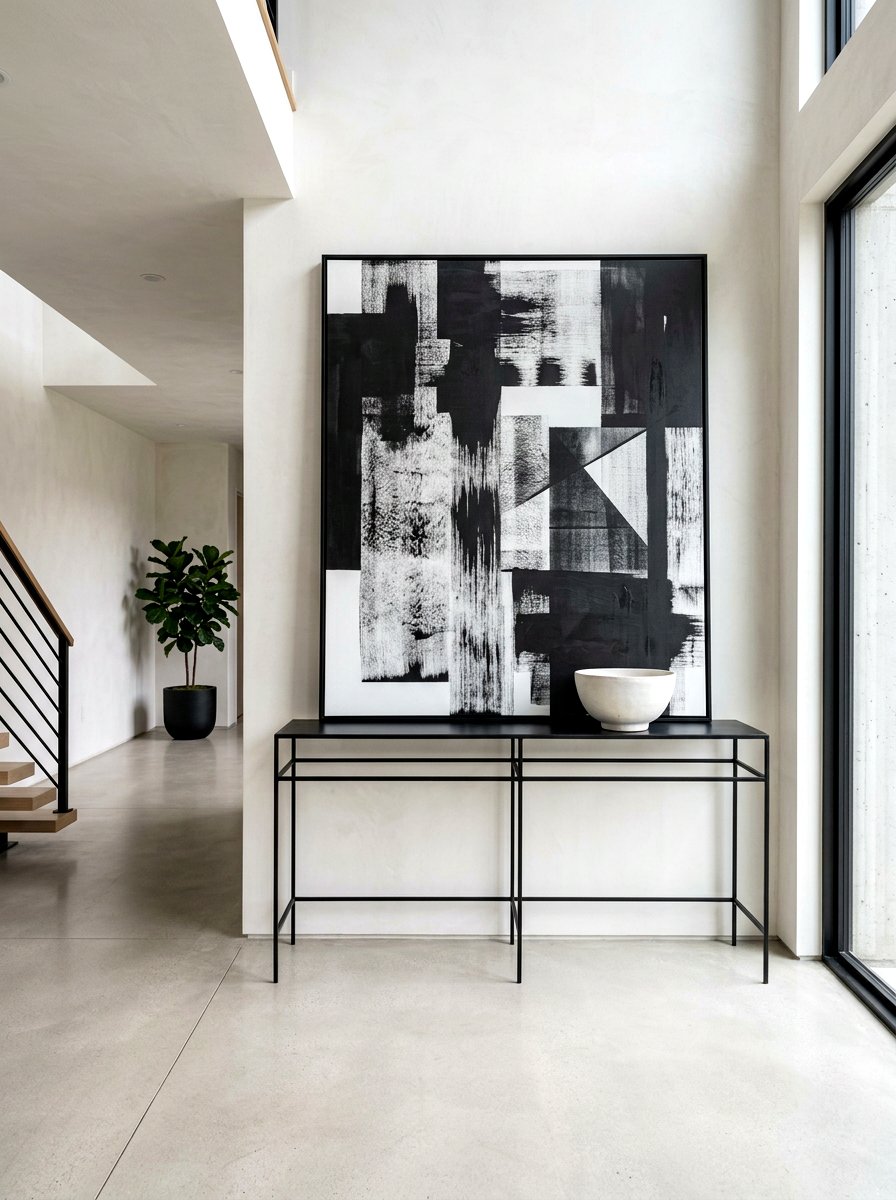 Thin Black Console - 30 small foyer table ideas