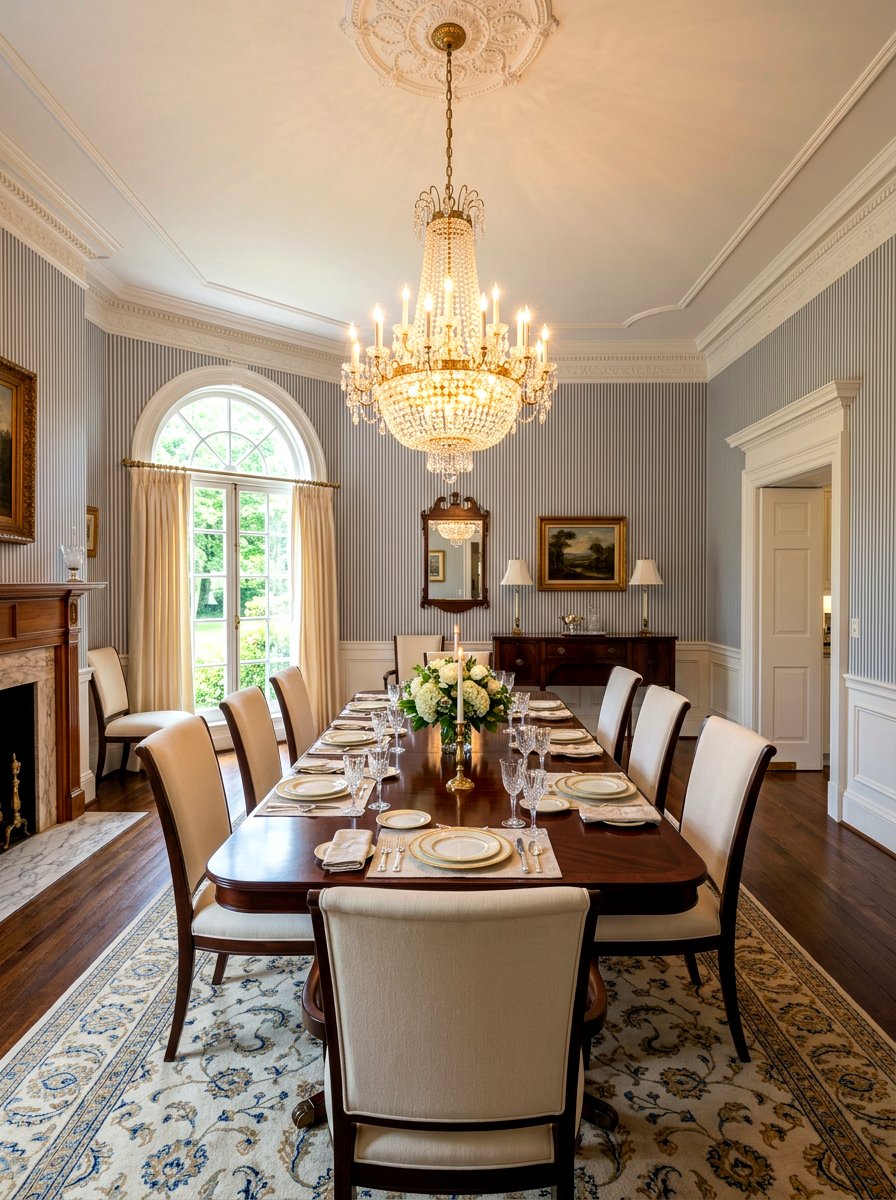 Thin Pinstripe Dining - 30 striped wall ideas