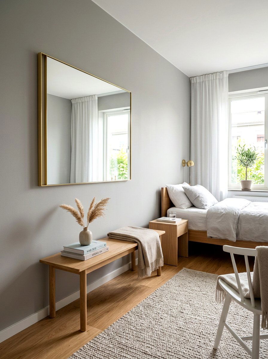 Thin frame brass mirror - 30 antique brass mirror decor ideas