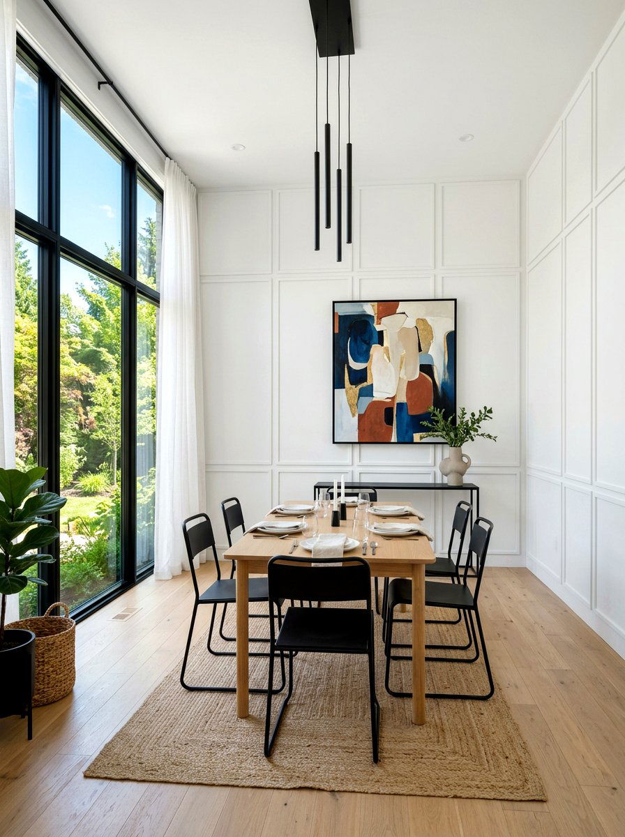 Thin minimalist wall trim - 30 dining room wall molding ideas