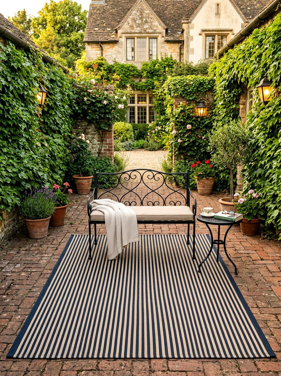 Thin stripe outdoor rug - 30 striped outdoor rug ideas