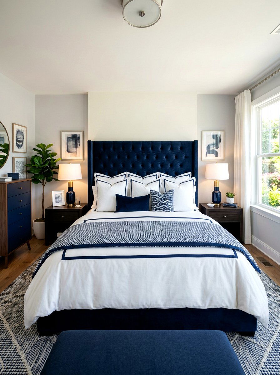 Three European pillows on king bed - 30 European pillow styling ideas