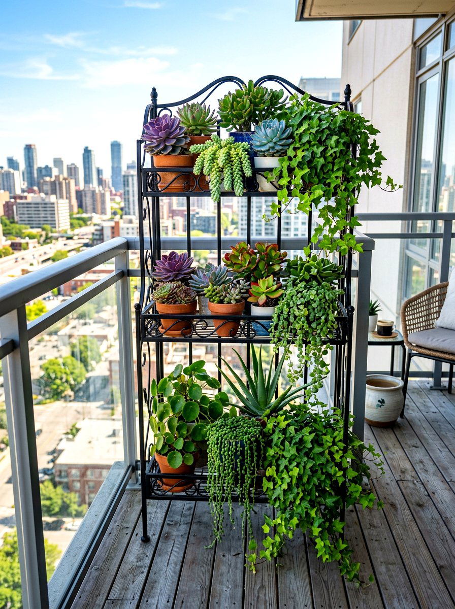 Three Tier Metal Plant Stand - 30 metal planter ideas