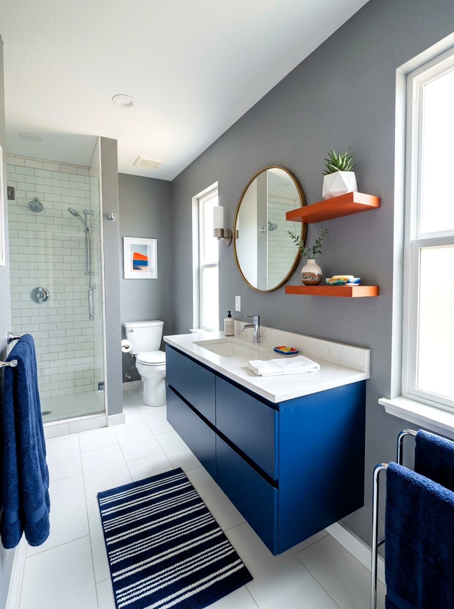 Three color bathroom - 30 color blocked bathroom ideas