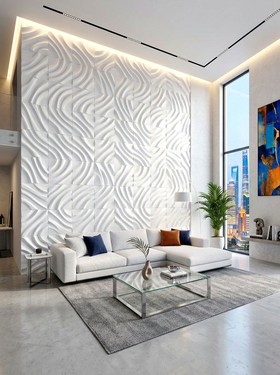 Three dimensional panels - 30 living room wall decor ideas