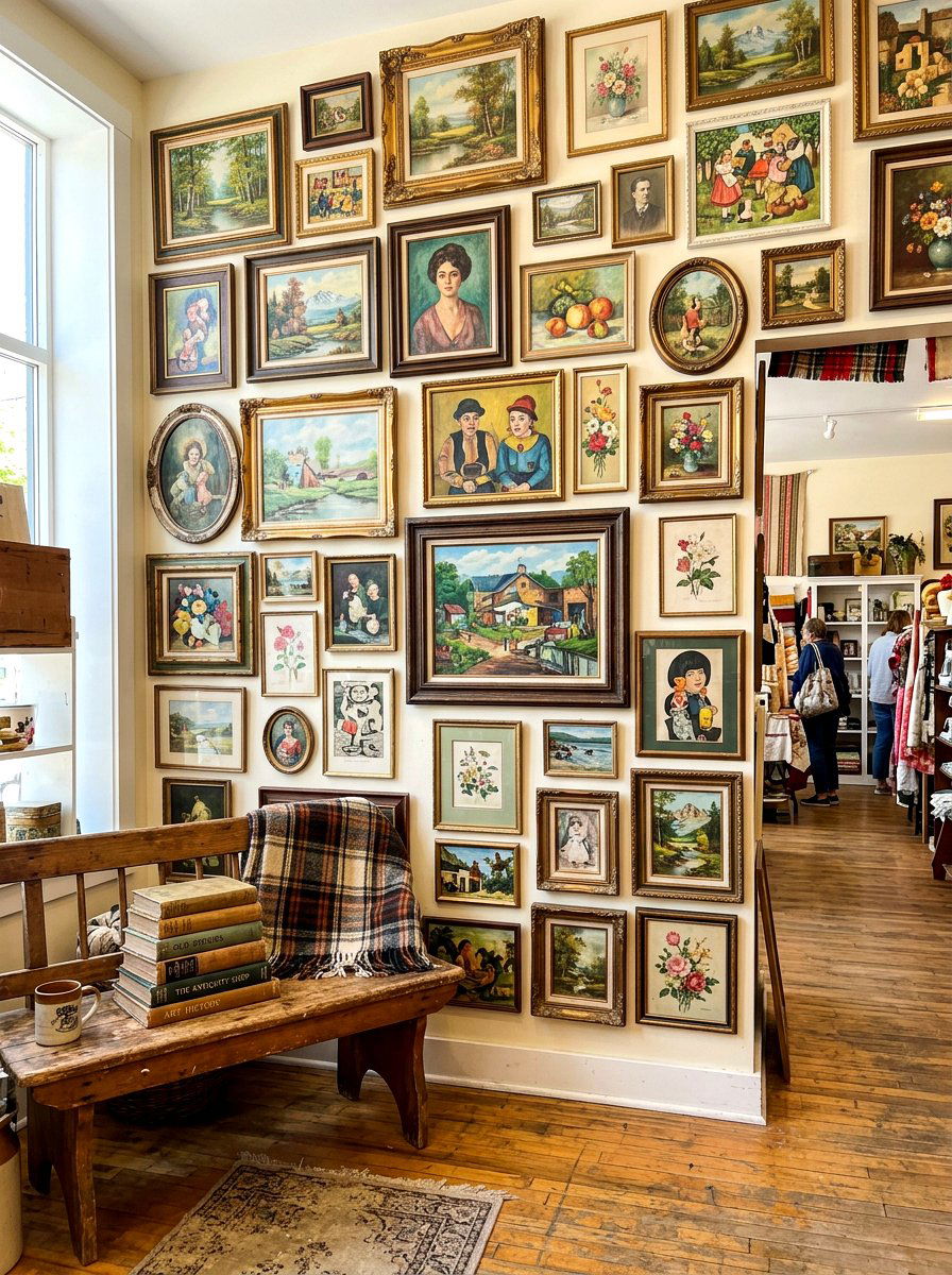Thrift Store Art Wall - 30 bold colorful gallery wall ideas