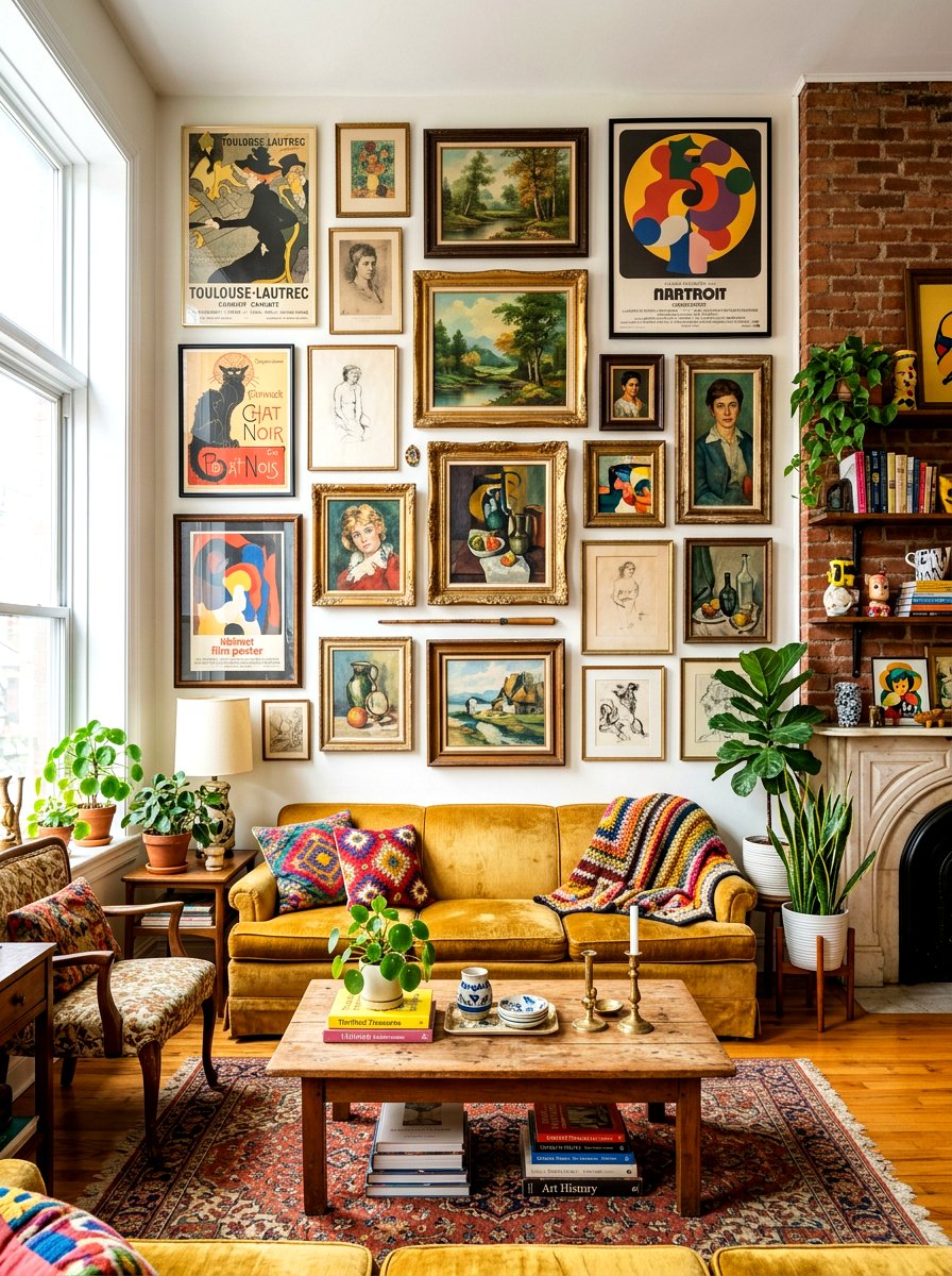Thrifted Art Finds - 30 maximalist art wall ideas