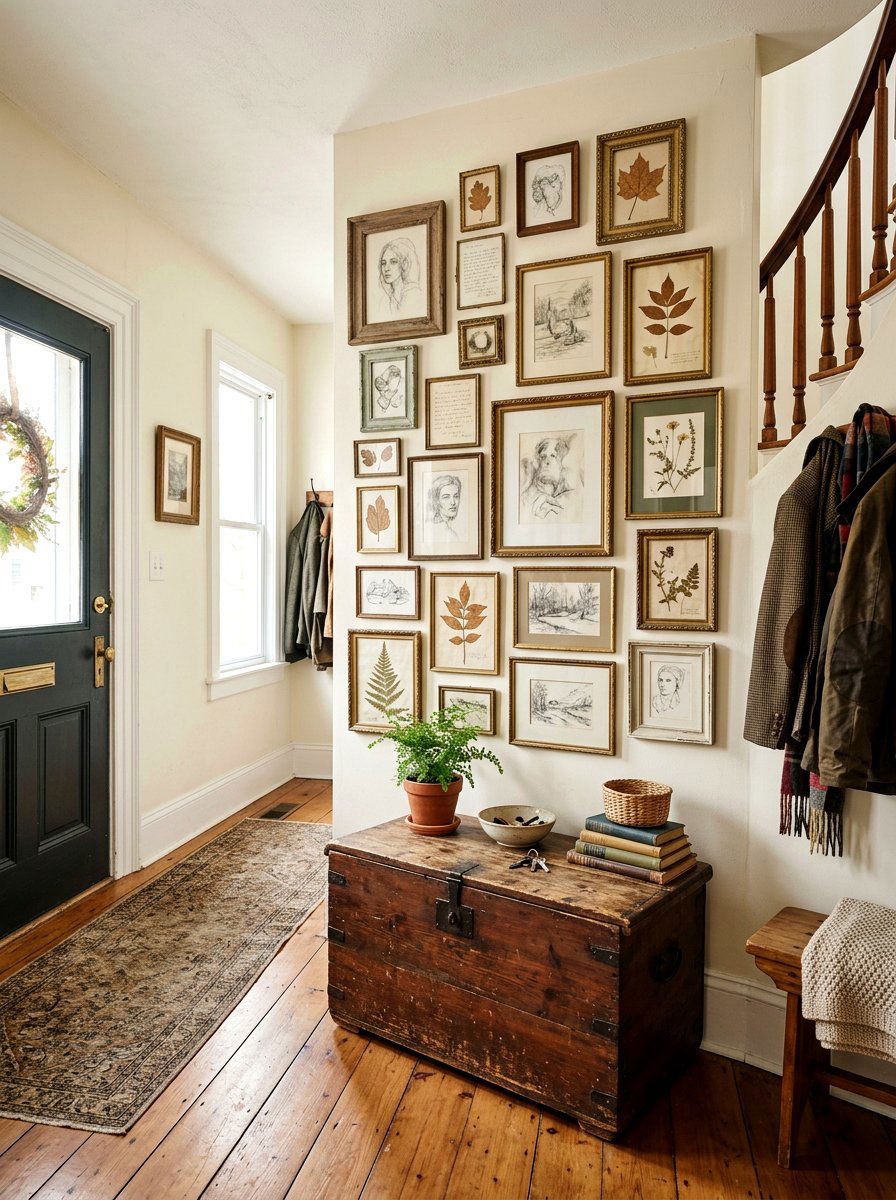 Thrifted Frame Gallery Wall - 30 art wall foyer ideas