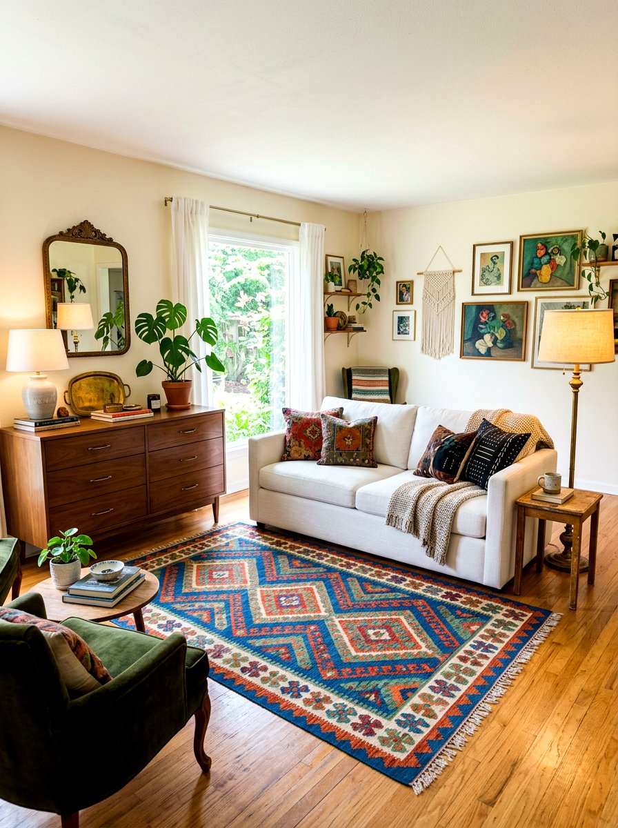 Thrifted Furniture Mix - 30 first apartment living room ideas