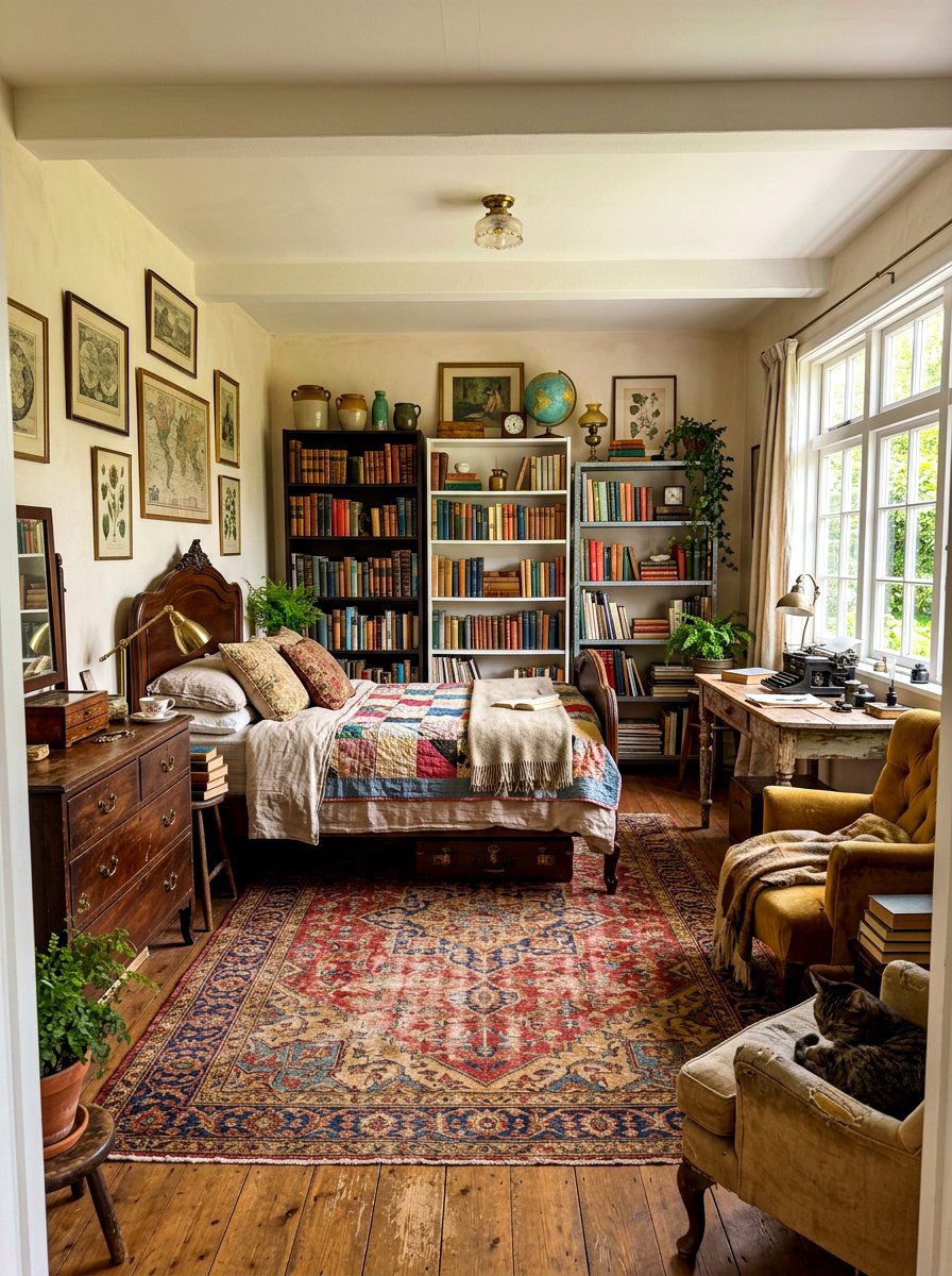 Thrifted Vintage Bedroom - 30 dark academia bedroom ideas