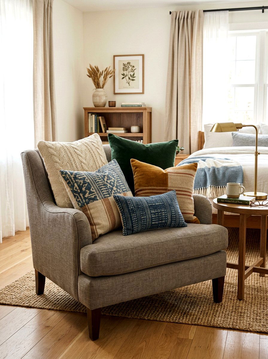 Throw Pillows - 30 guest room reading corner ideas