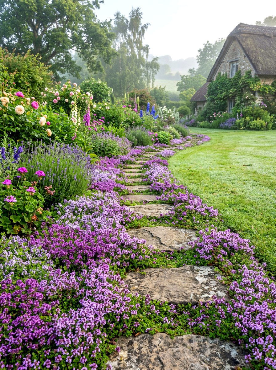 Thyme Groundcover Garden - 30 tea herb garden ideas