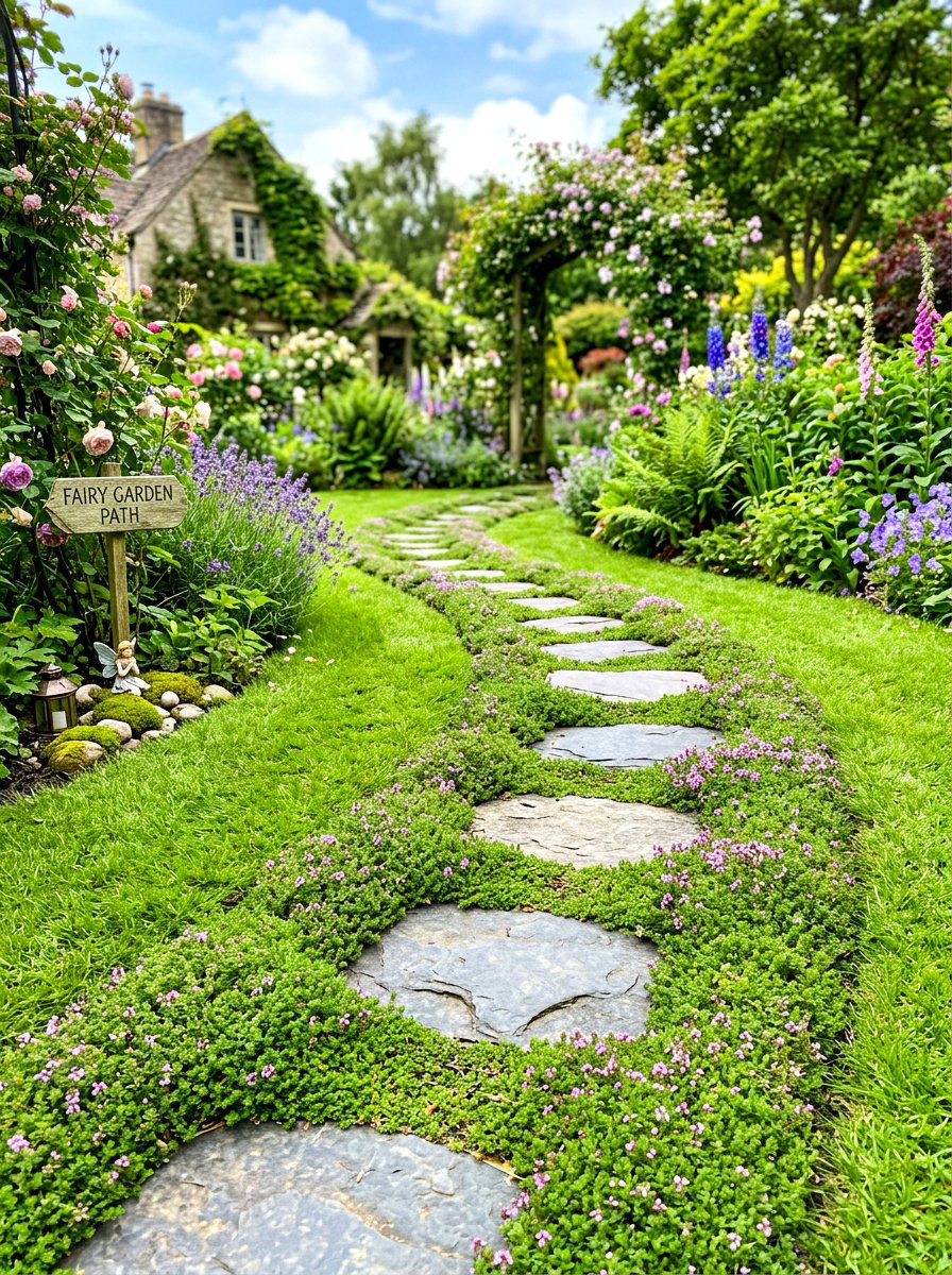 Thyme Path Edging - 30 herb border garden ideas