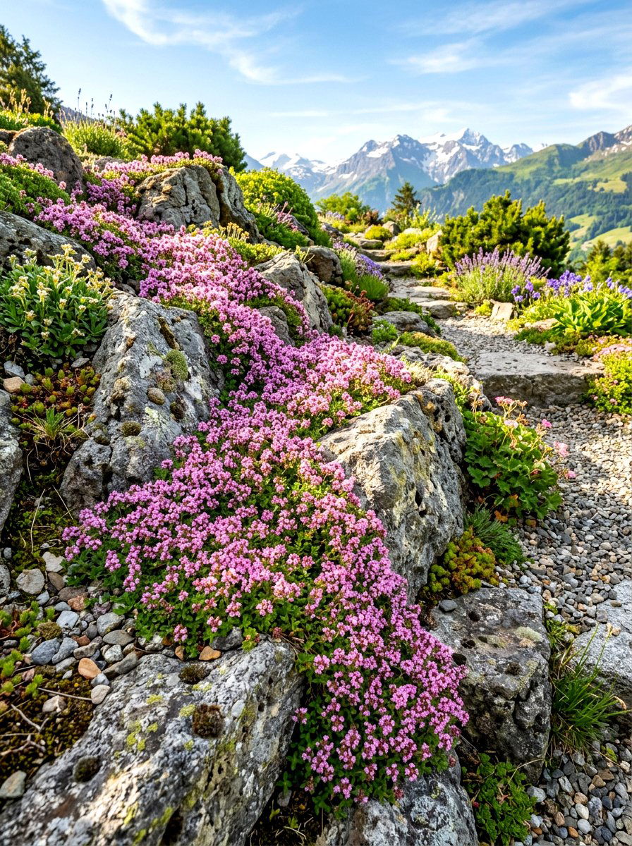 Thyme Rockery - 30 edible flower garden ideas
