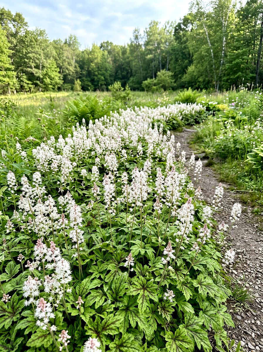 Tiarella foamflower garden - 30 shade perennial garden ideas